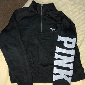 PINK quarter zip crew neck